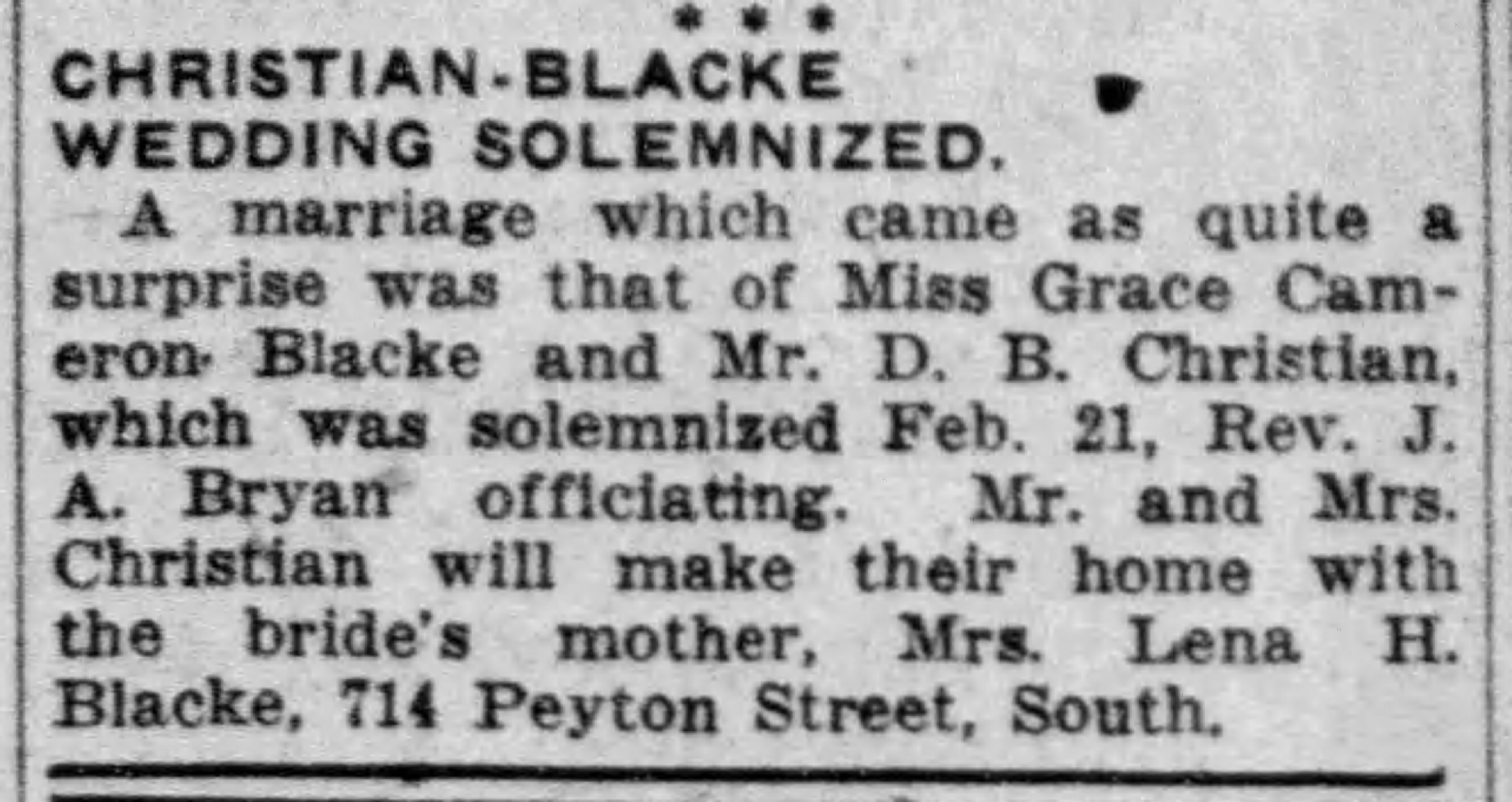 Grace Cameron Blacke-D. B. Christian